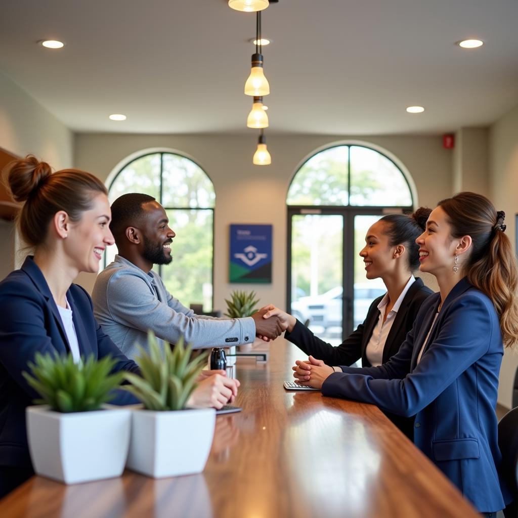 Customers being assisted by friendly staff at African Bank branch