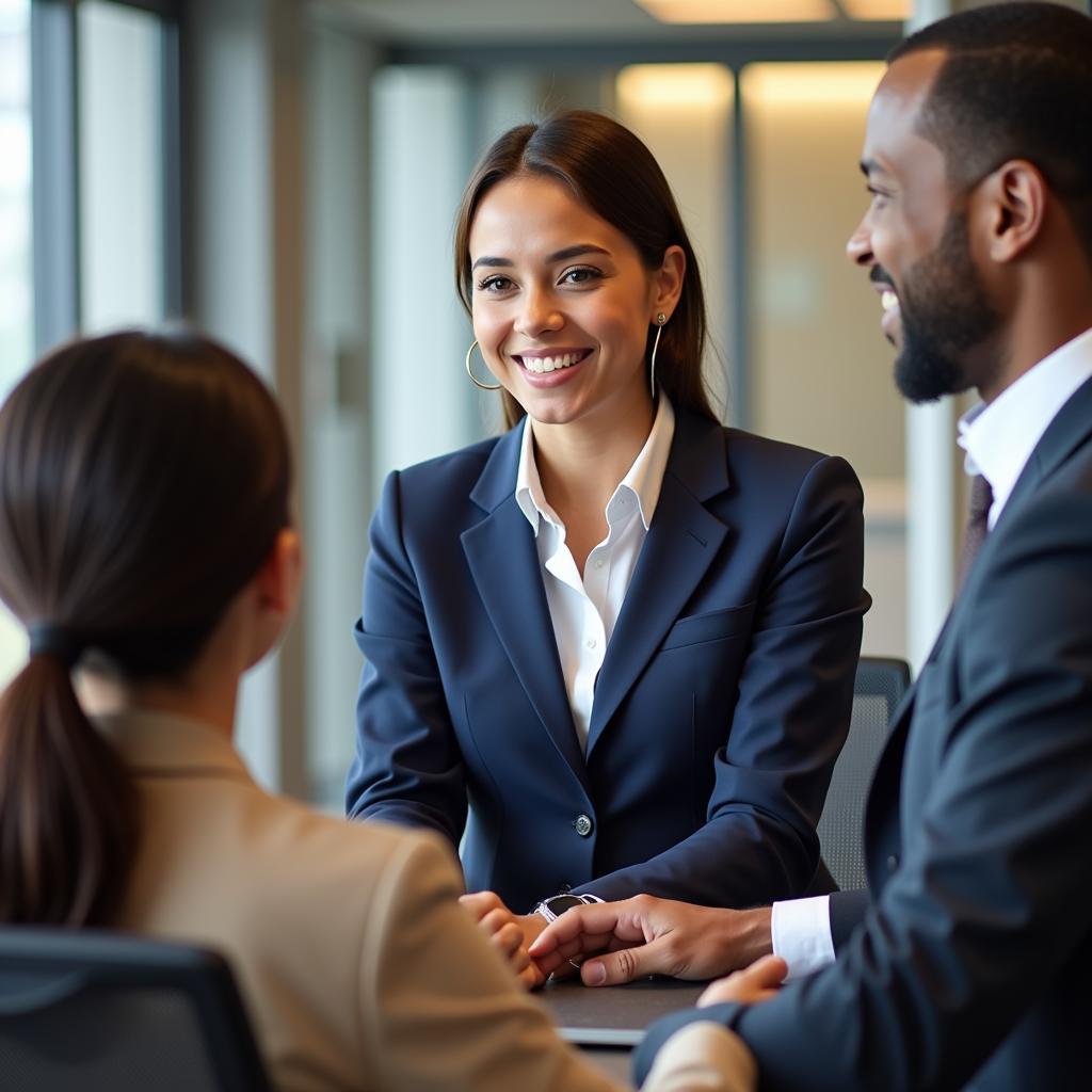 Friendly African Bank Customer Service Representative assisting a client