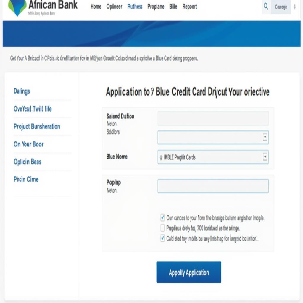 Applying for African Bank Blue Credit Card online