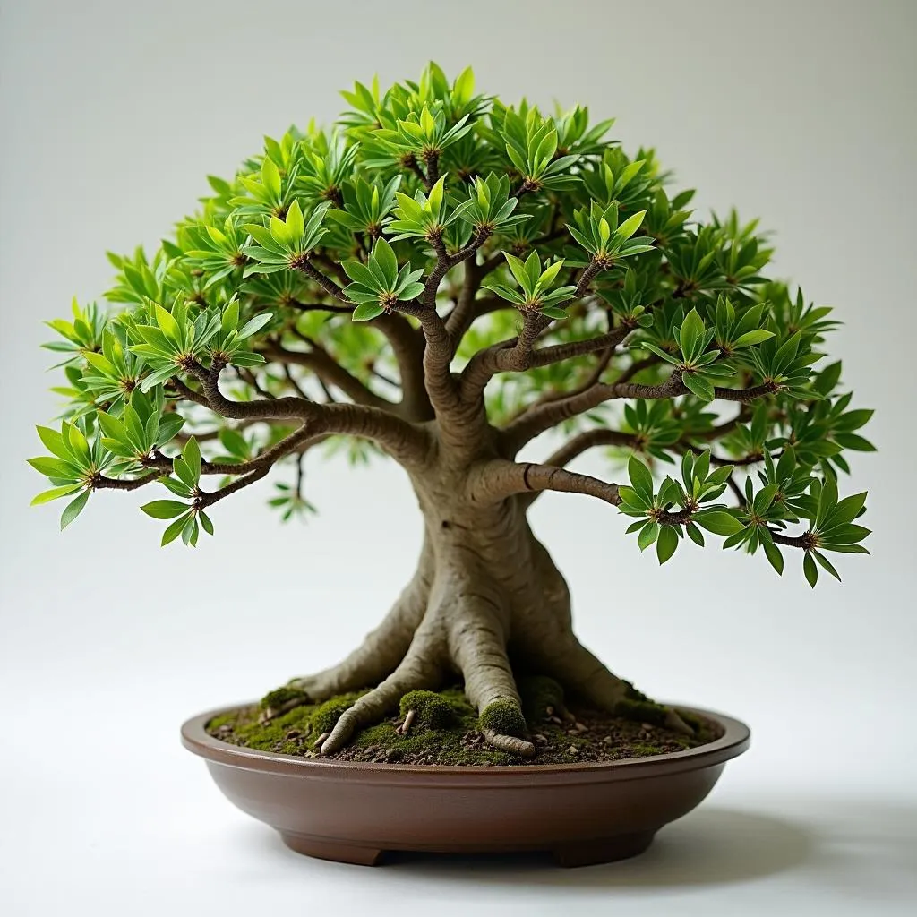 African Baobab Bonsai Tree with Lush Foliage