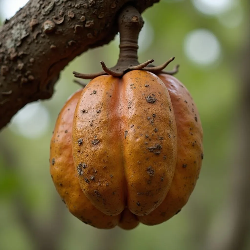 African baobab fruit hanging from a branch