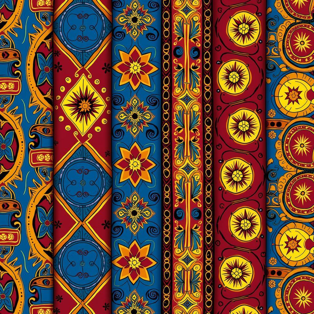 A Close-up of Vibrant African Batik Fabric Patterns and Designs