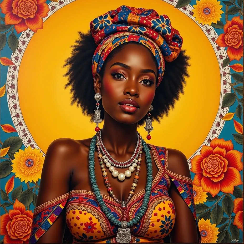 Painting of African BBW Woman in Traditional Attire