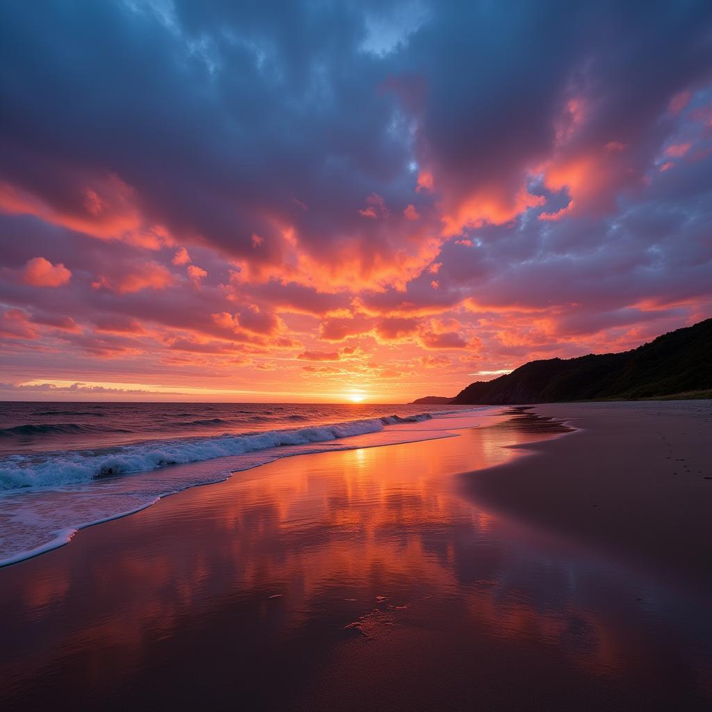 Sunset over an African beach