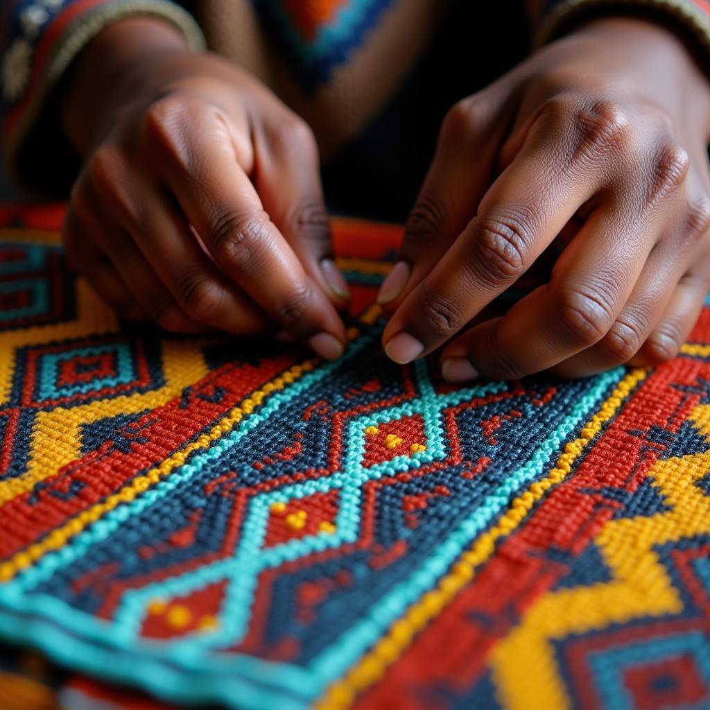 African Bead Weaving Pattern Maker at Work