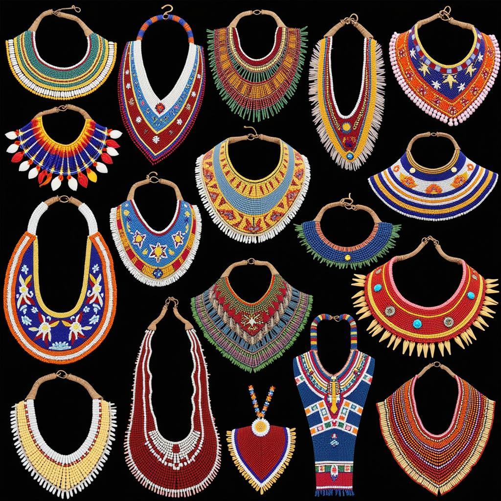 Variety of African beaded collar necklace designs