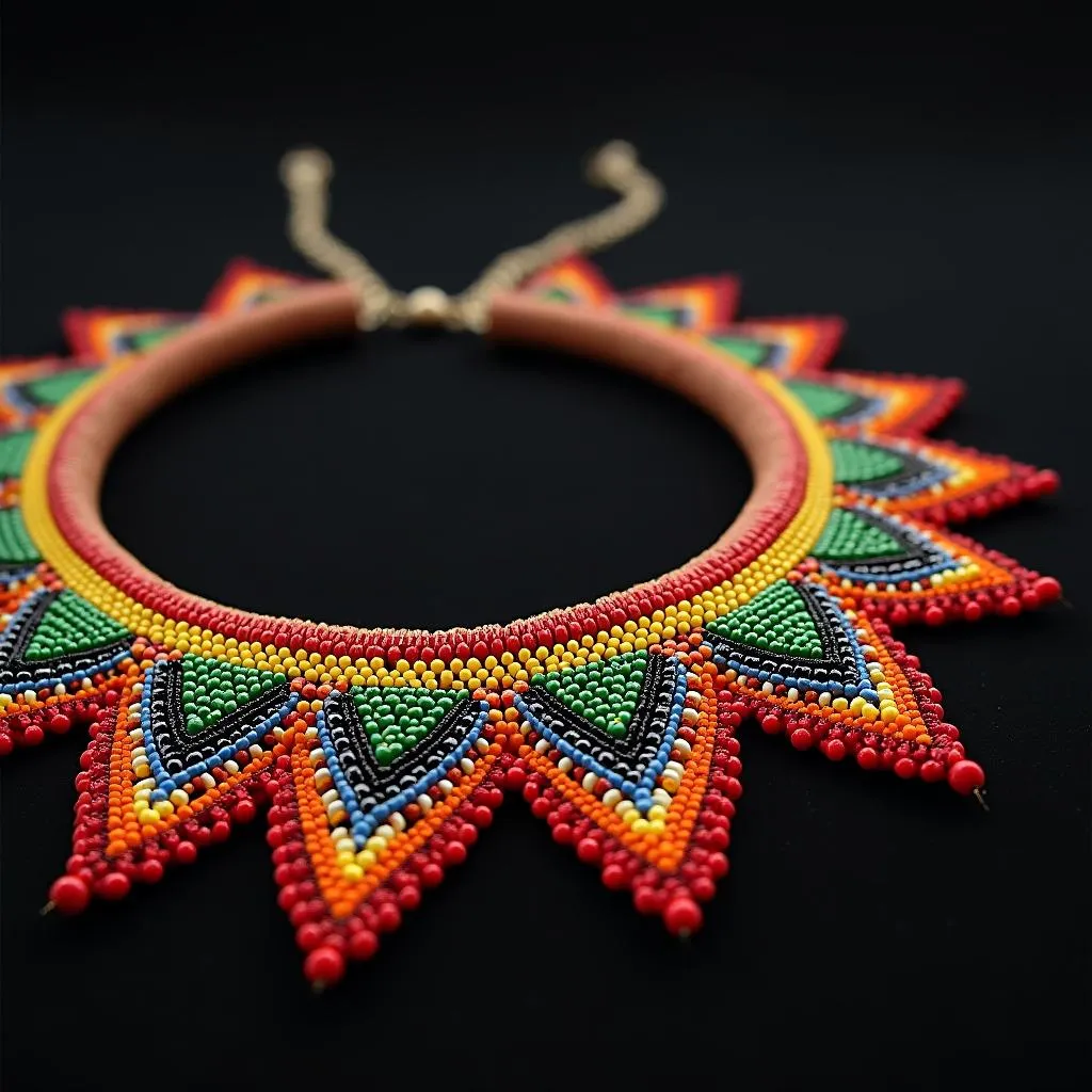 African beaded necklace on display