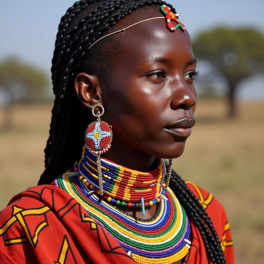  Maasai woman adorned with intricate beadwork 