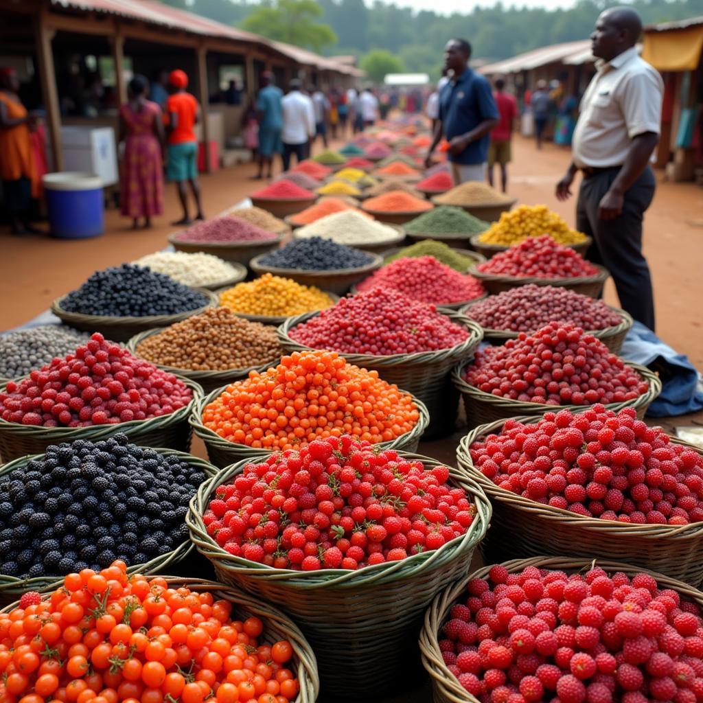 Colorful African Berries in a Market