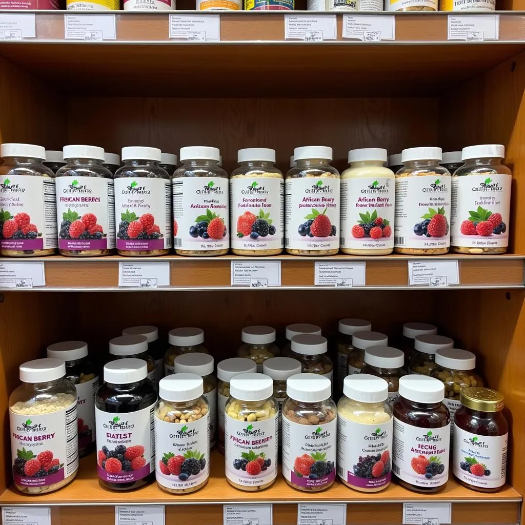 African berry supplements displayed in a Bangalore store