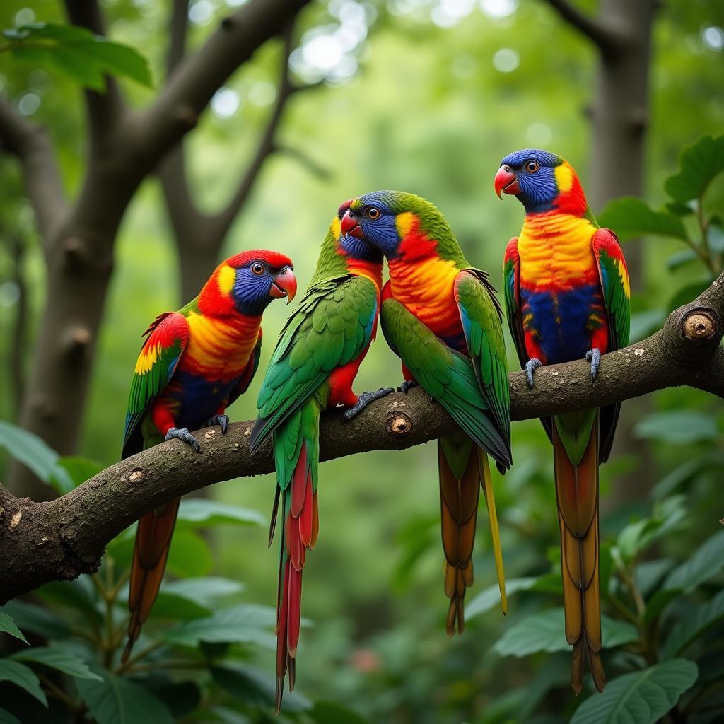 Variety of African Bird Species in Forest