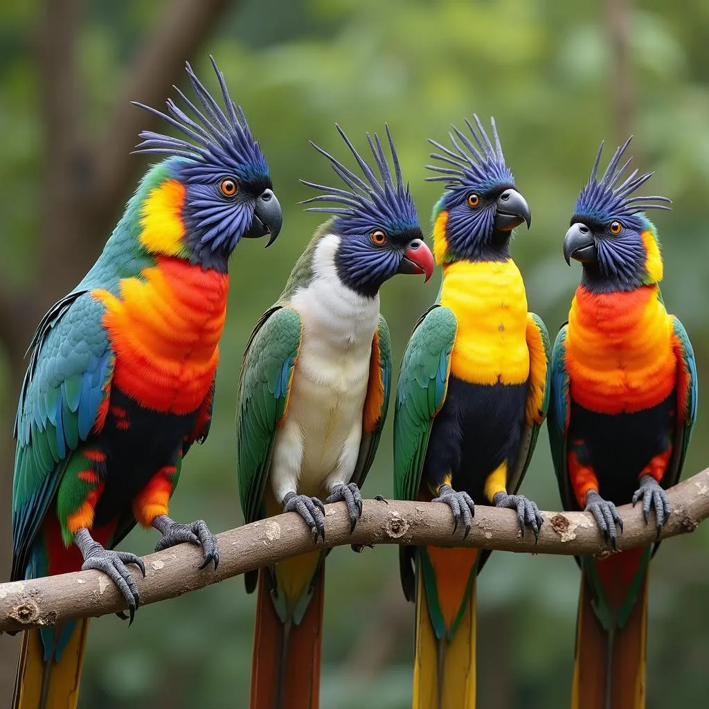 Diverse African bird species