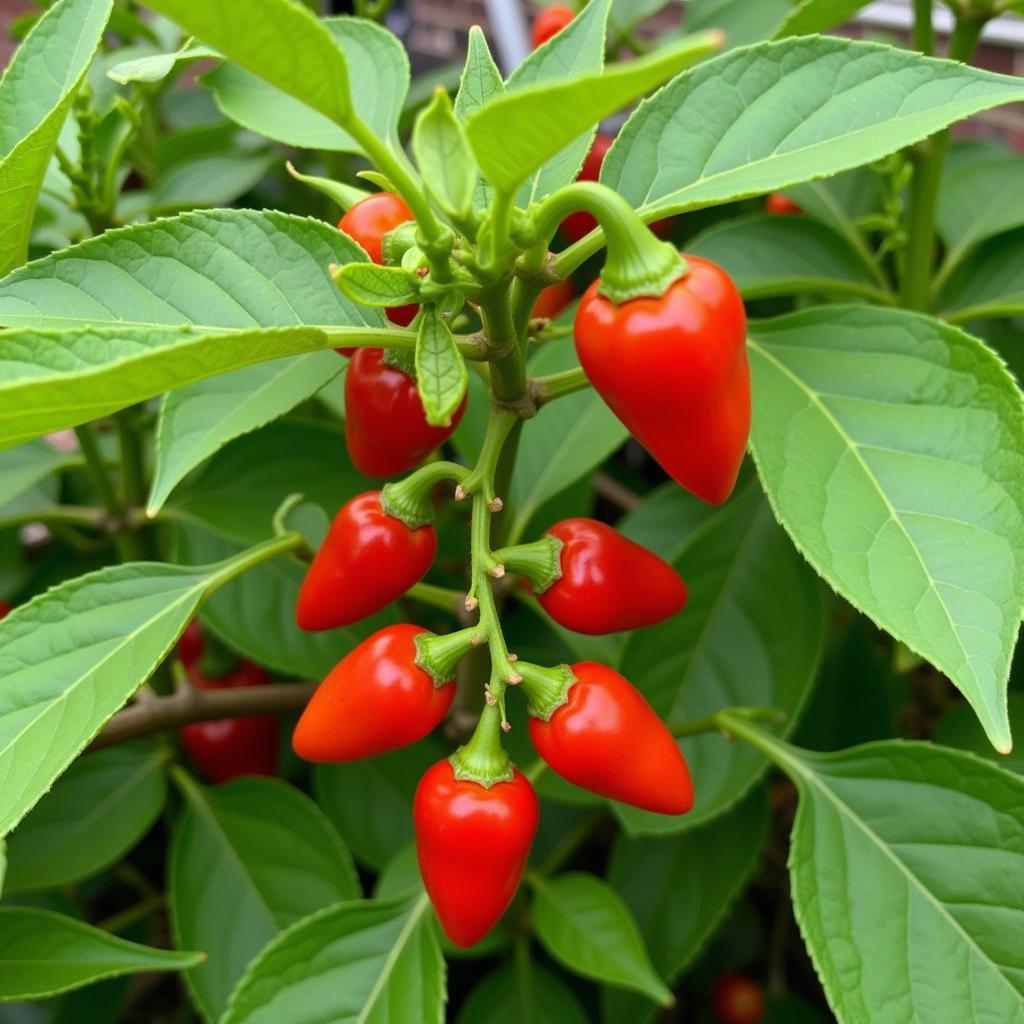 African birds eye pepper plant in a garden