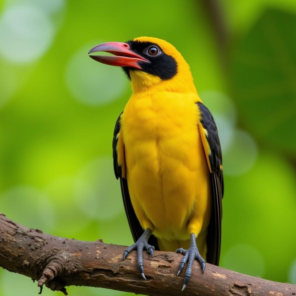 Male African bishop bird perched on a branch