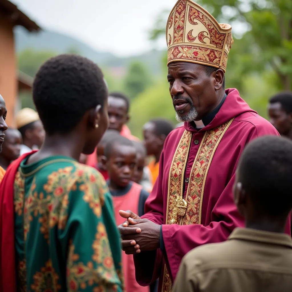 African bishop participating in community outreach