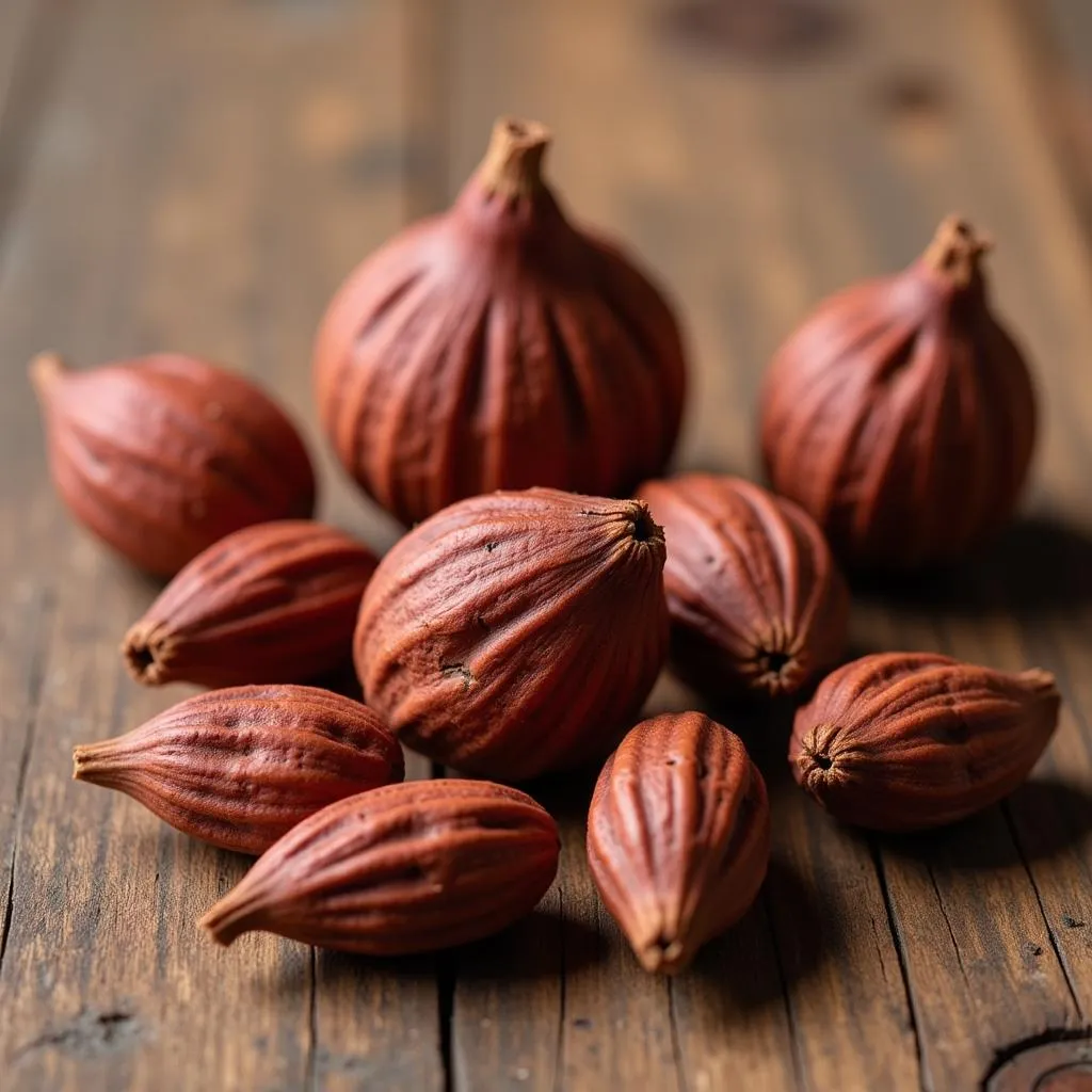 African Bitter Kola Seeds on Wooden Table