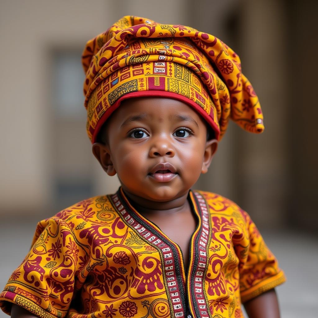 African Black Baby Boy in Traditional Clothing