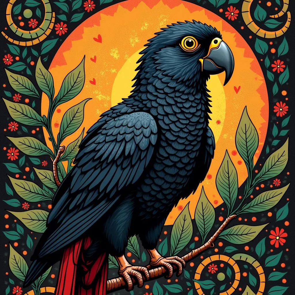 African Black Parrot in Traditional Art