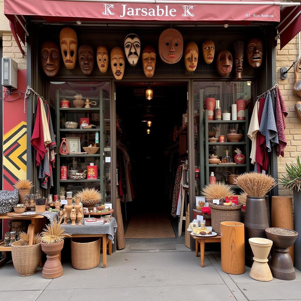 Vibrant exterior of a traditional African black shop