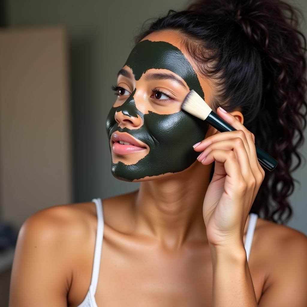 Applying African Black Soap Mask