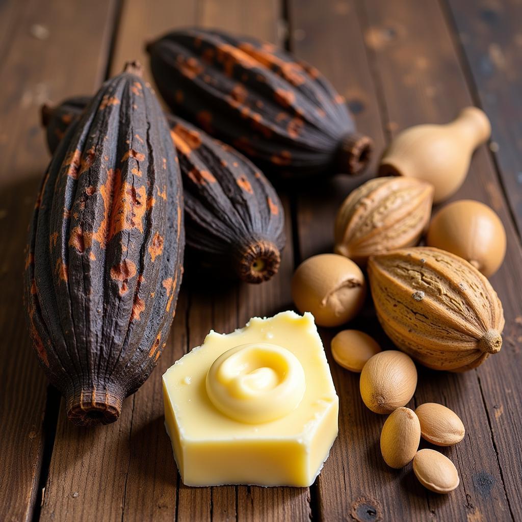 Raw ingredients of African black soap