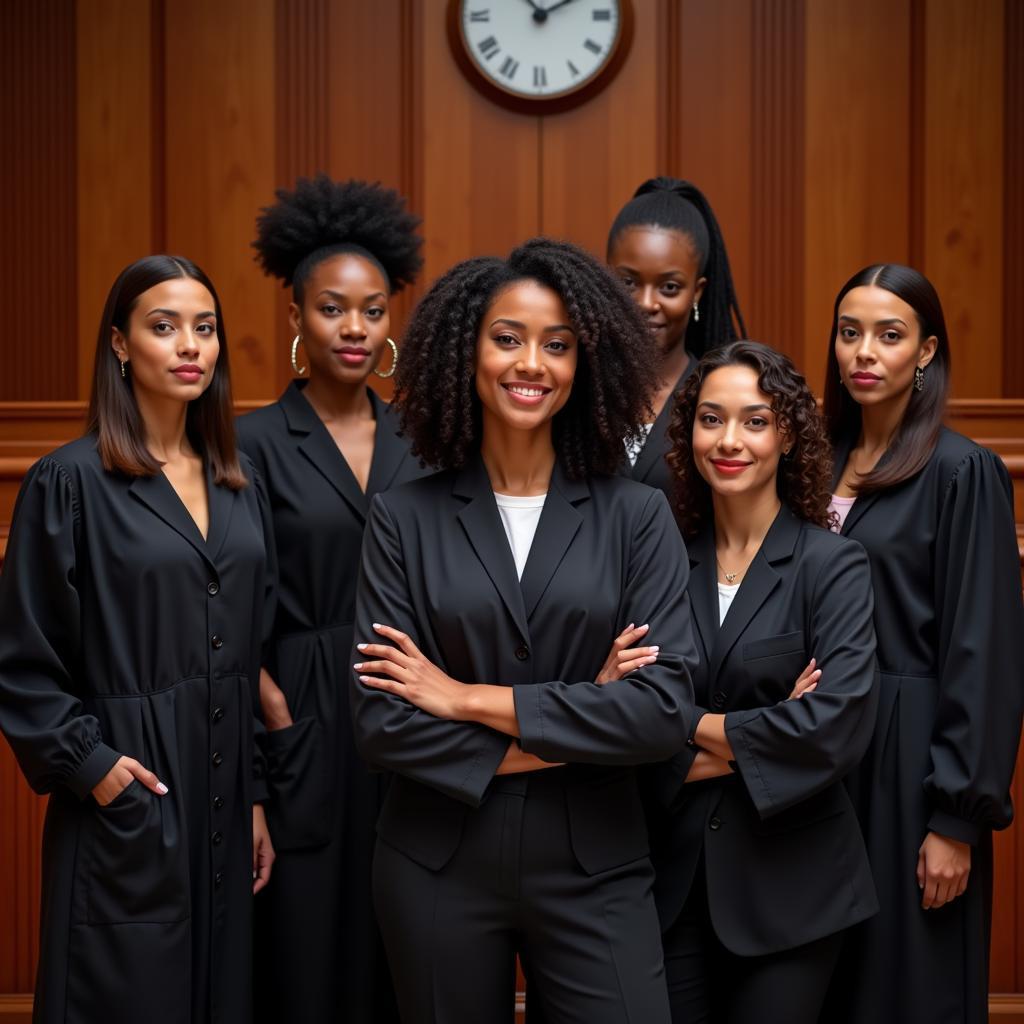 African Black Women Lawyers in Courtroom