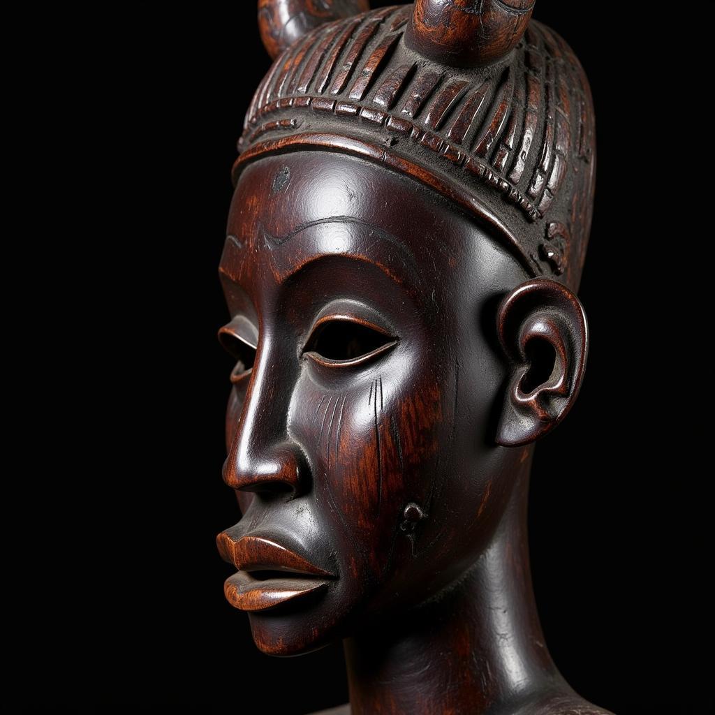 Intricate African Blackwood Mask Carving