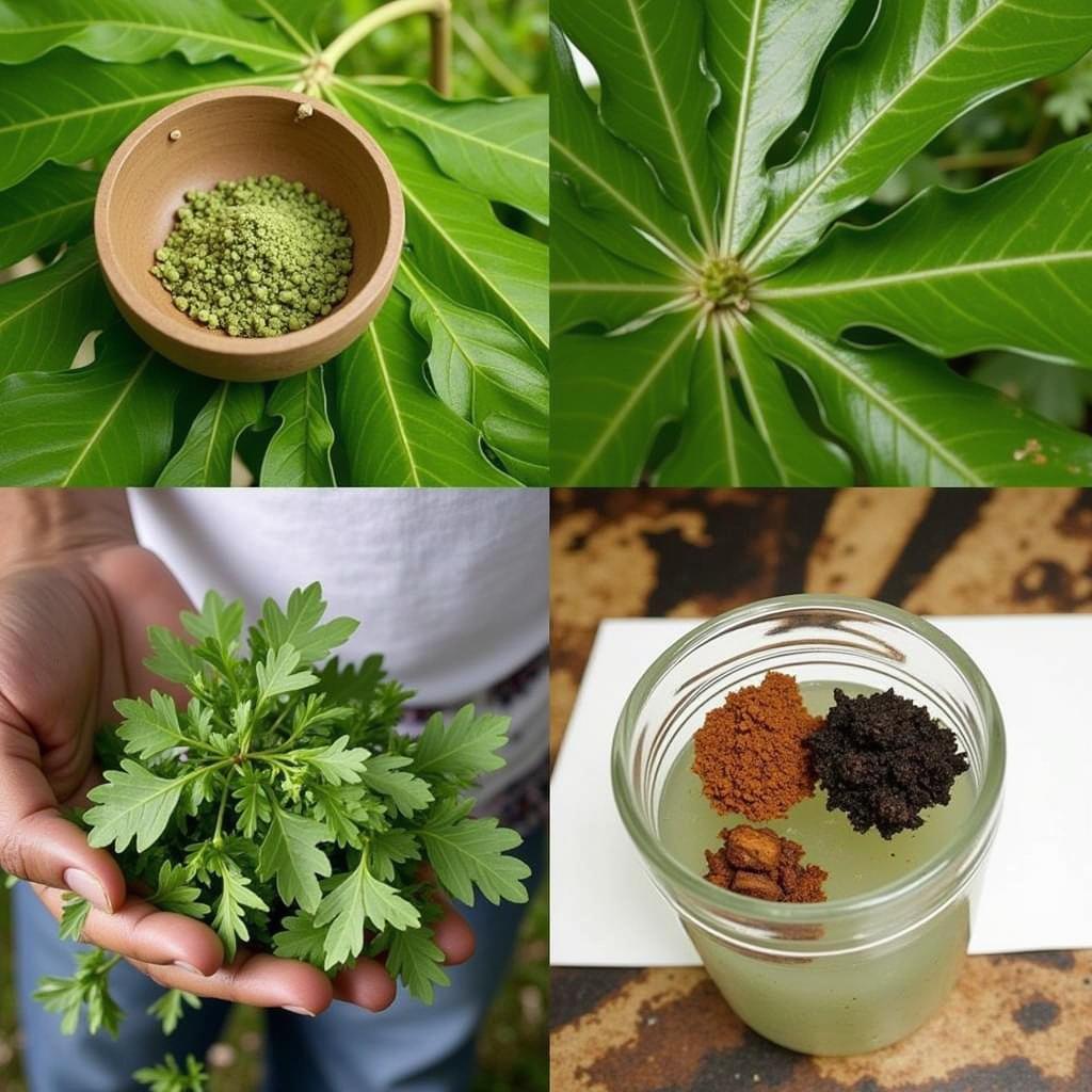 African Blackwood leaves being used in traditional medicine preparation