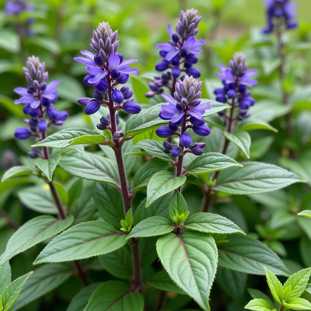 Close-up of African blue basil plant