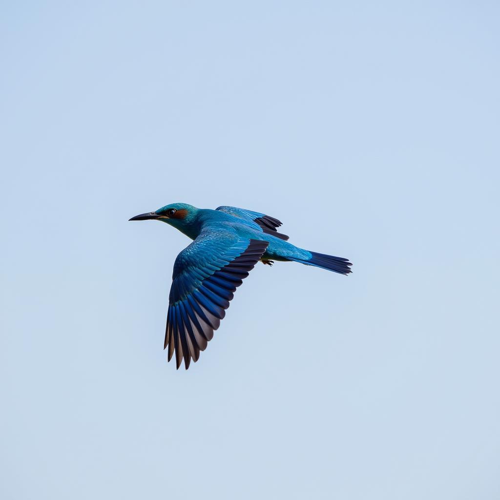 African Blue Bird in Flight