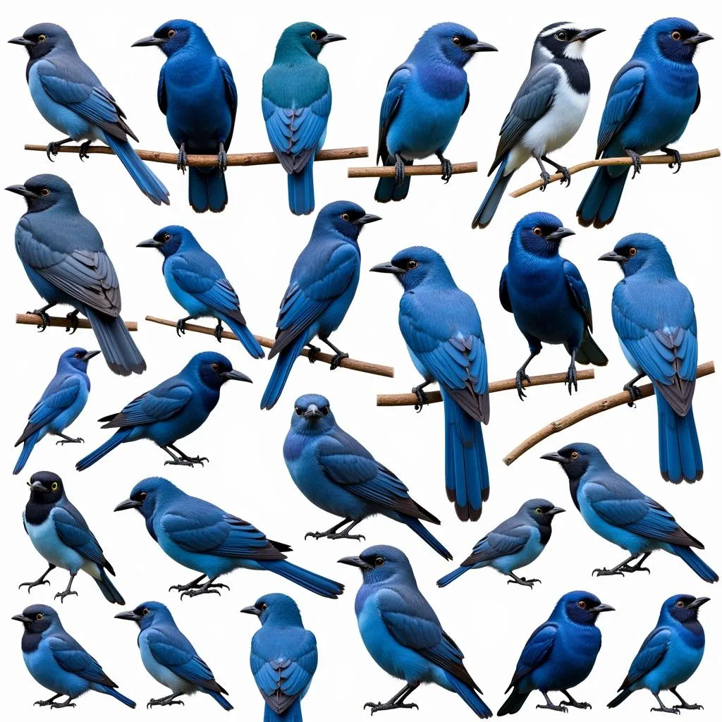 Different African Blue Bird Species