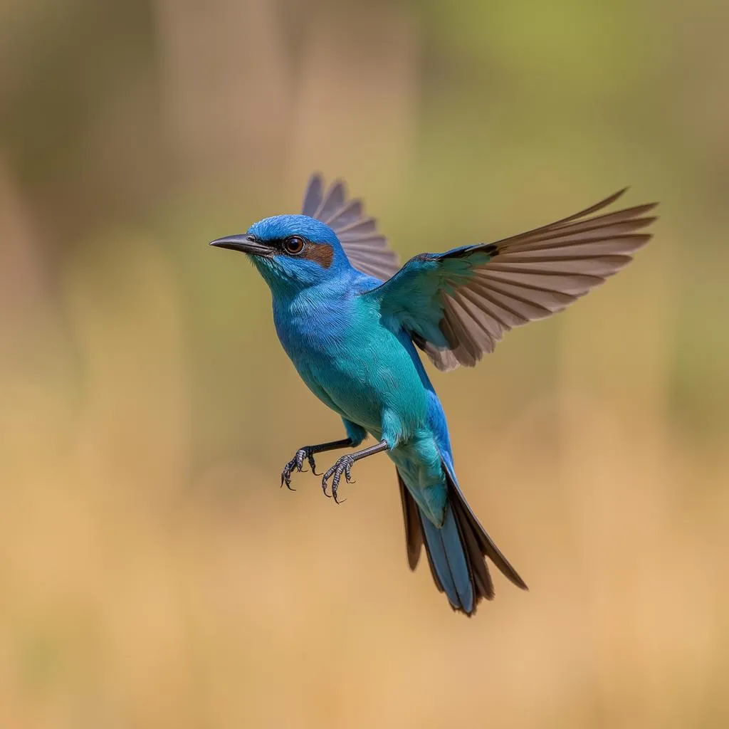 African Blue Flycatcher in Flight