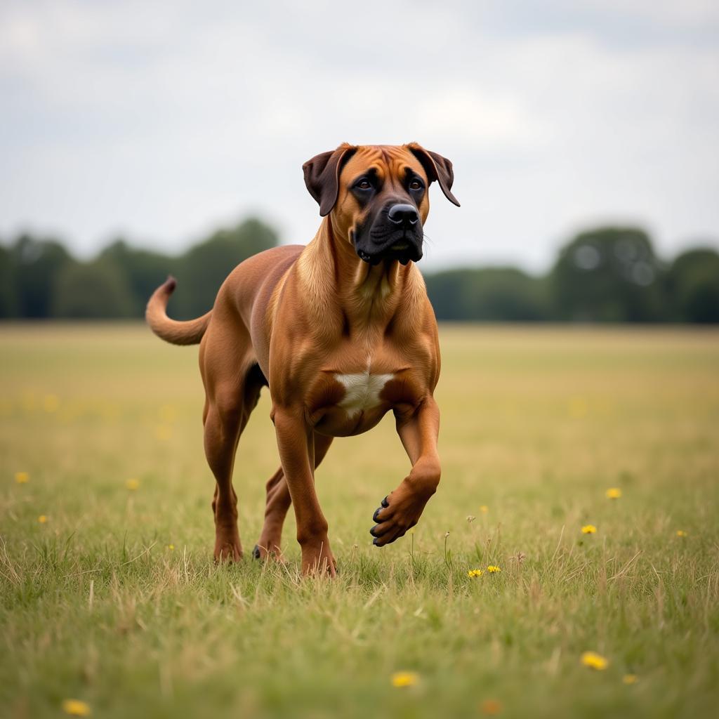 African Boerboel Running in Field