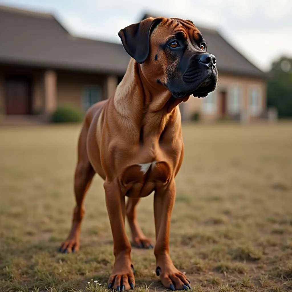 African Boerboel Standing Guard on a Farm