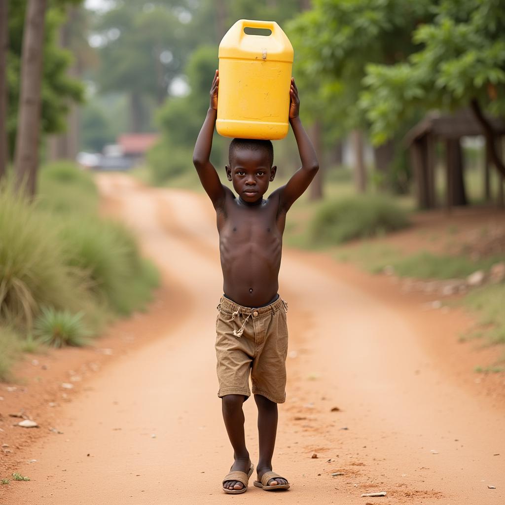 African Boy Carrying Water