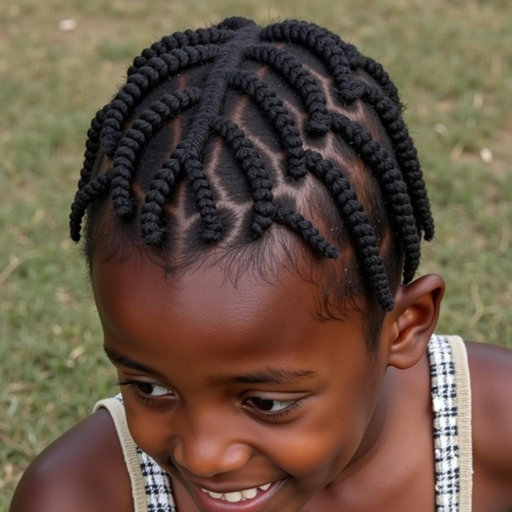 African Boy with Cornrows Hairstyle