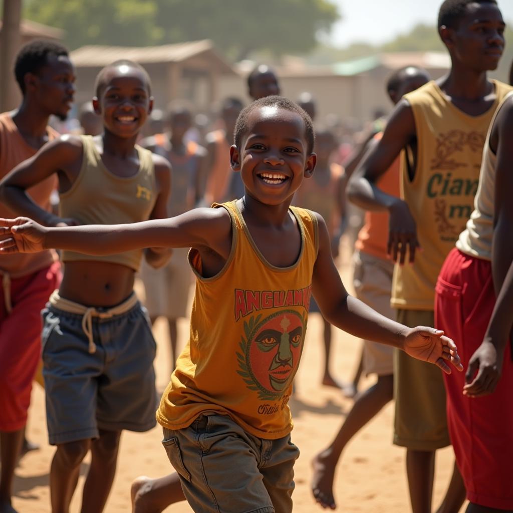 African Boy Dancing with Joy