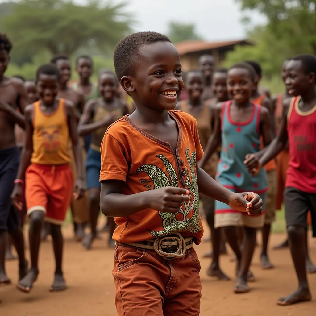 African boy dancing energetically in a viral meme video