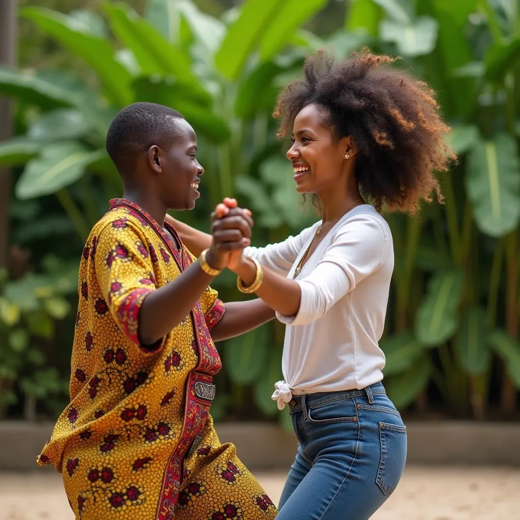 African Boy and White Lady Dance