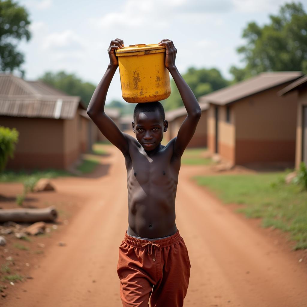 African Boy Fetching Water