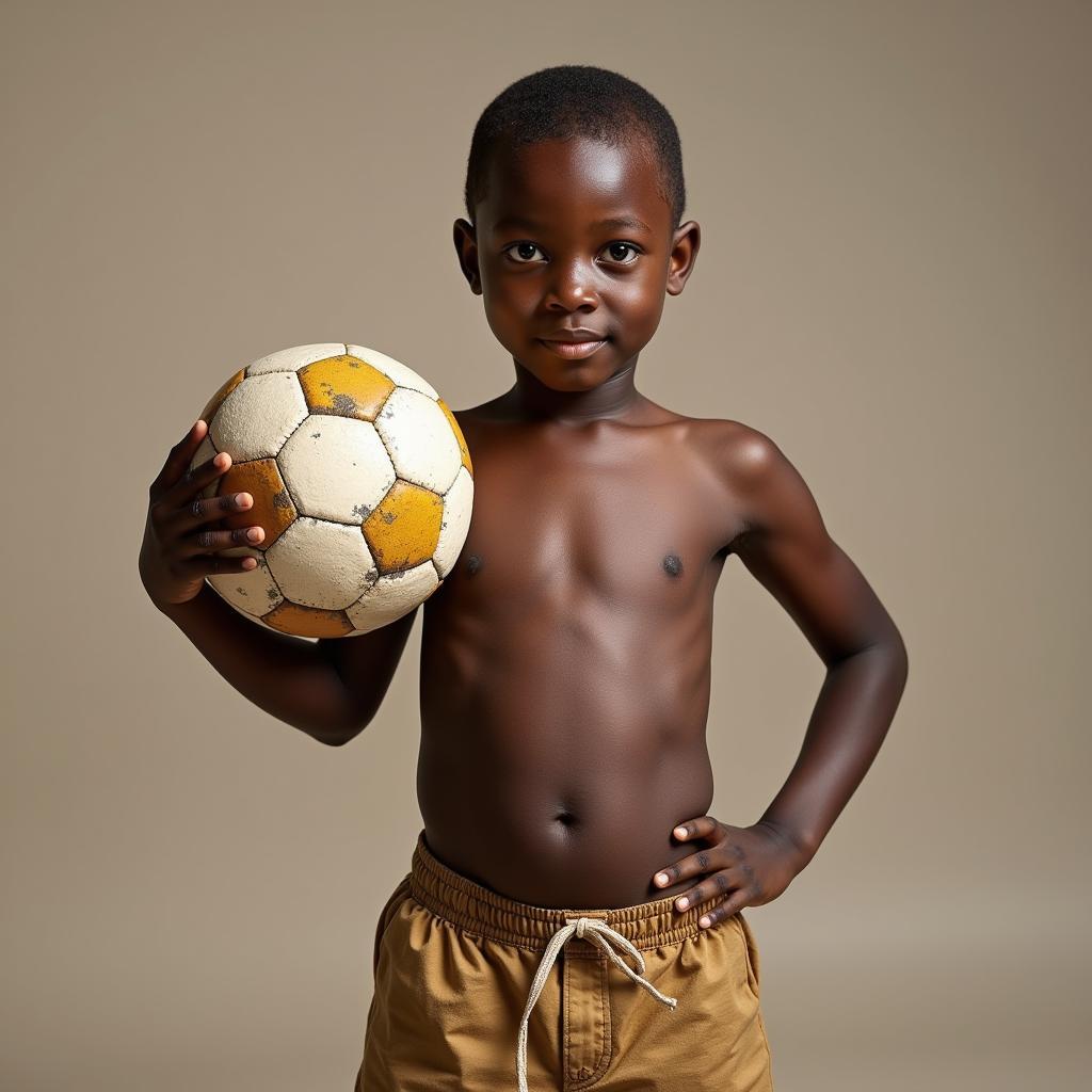 African Boy Holding Soccer Ball