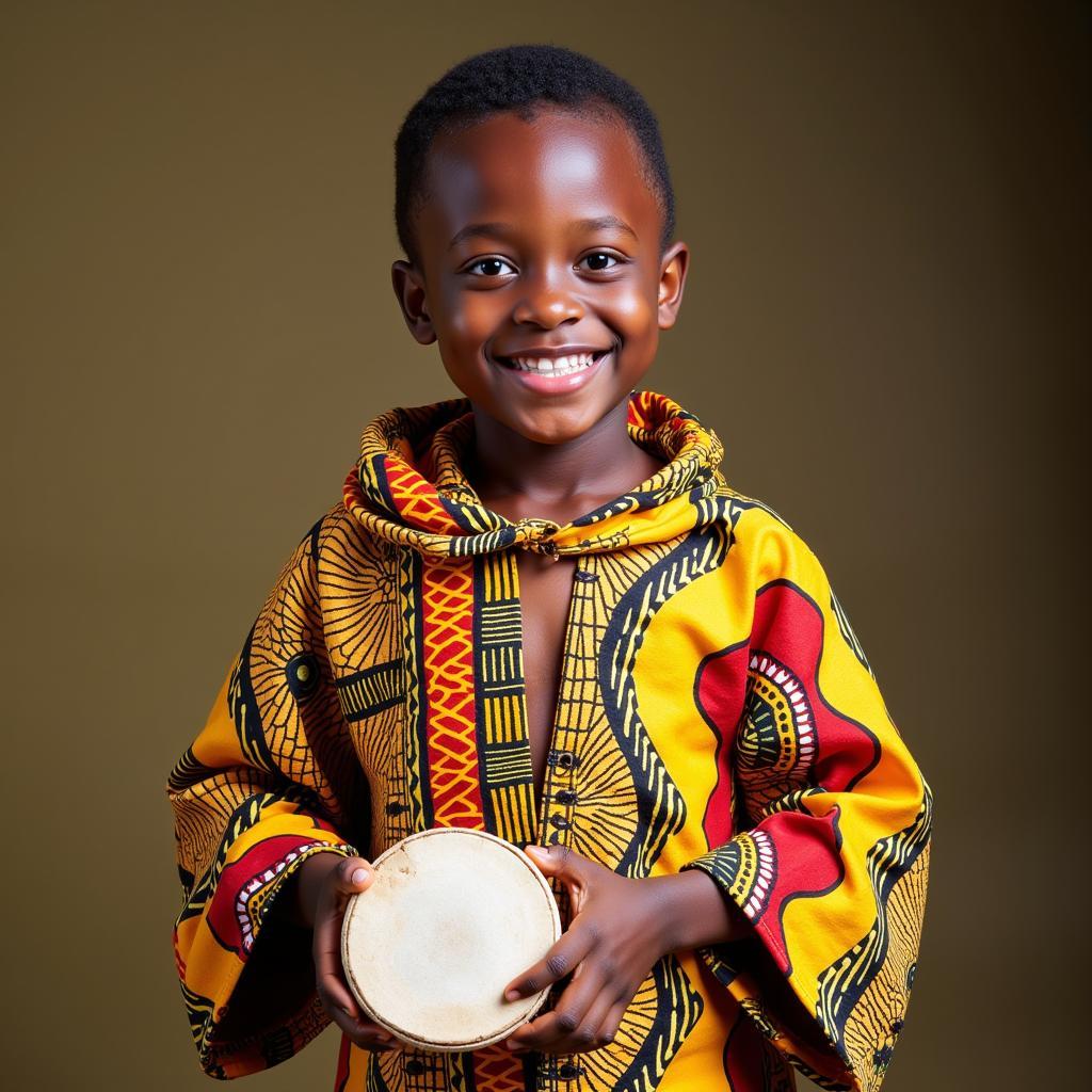 Boy in Kente Cloth Outfit