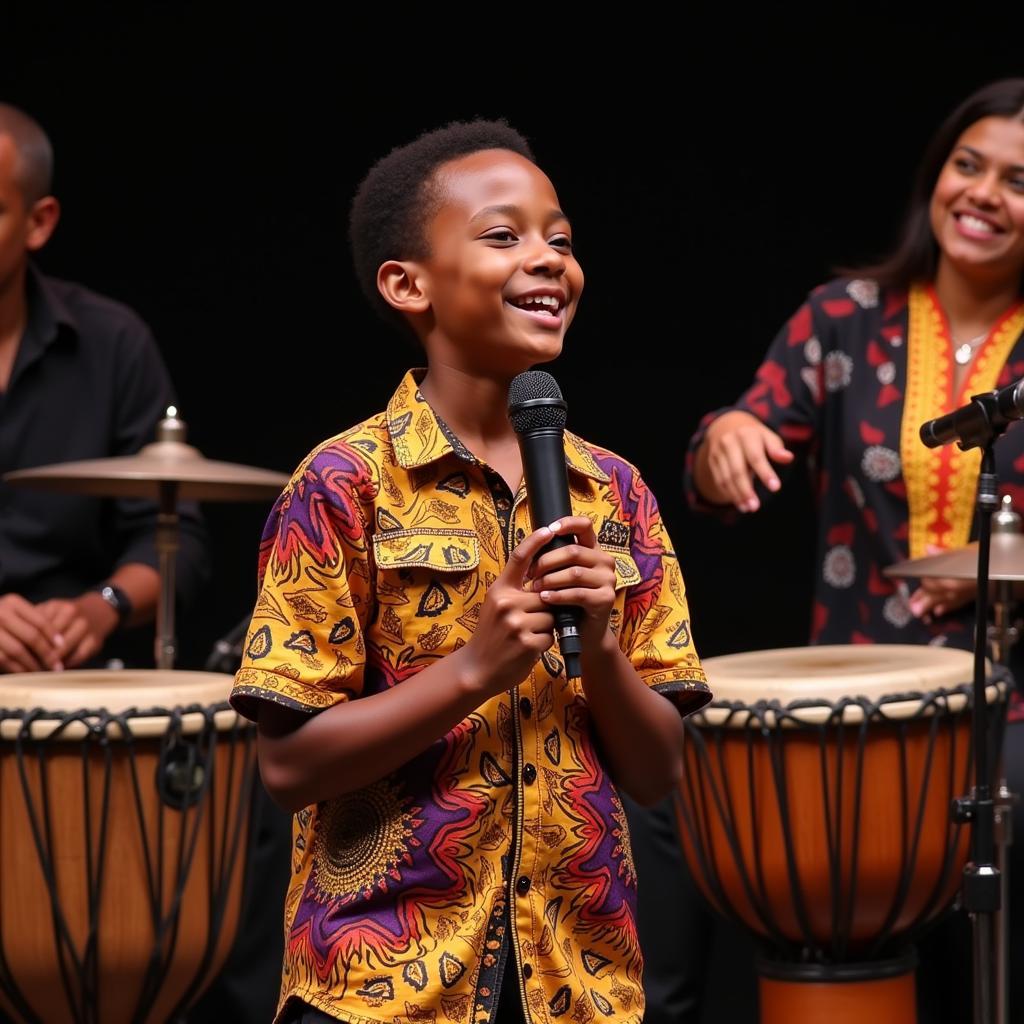 African Boy Singing Traditional Music