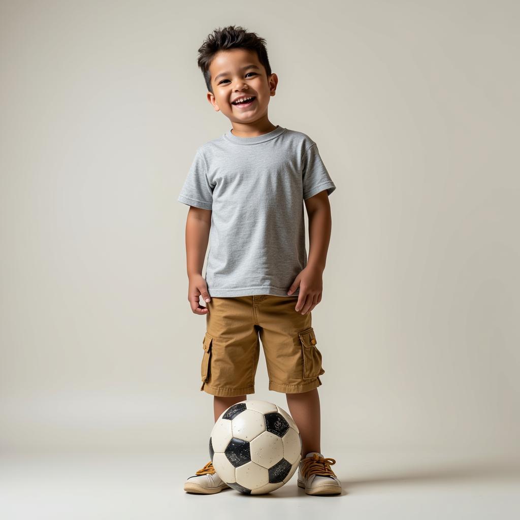 African Boy Standing with a Soccer Ball