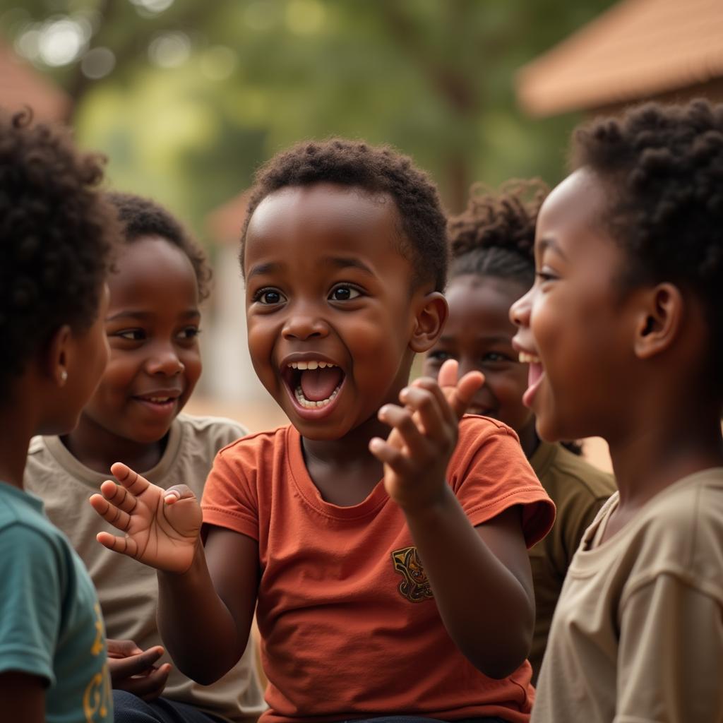 African Boy Telling a Funny Story