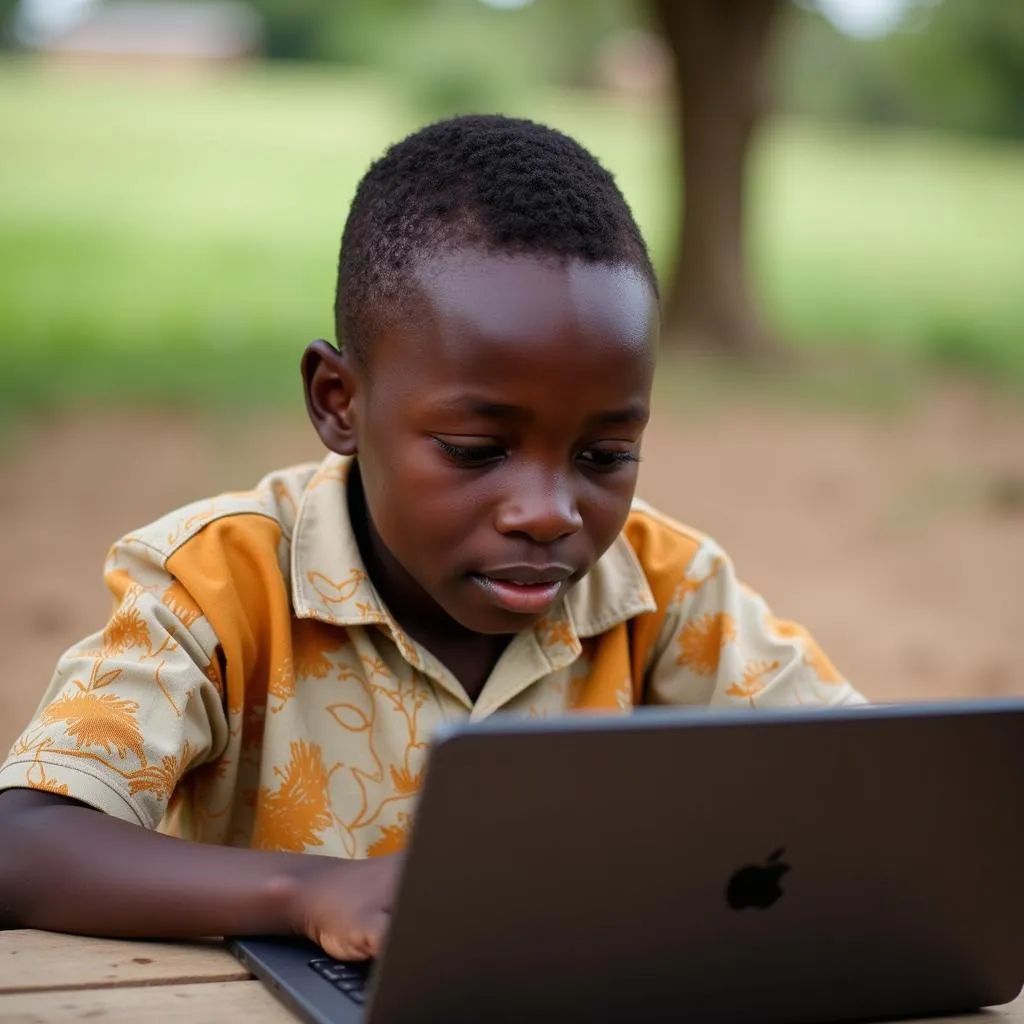 African Boy with Laptop