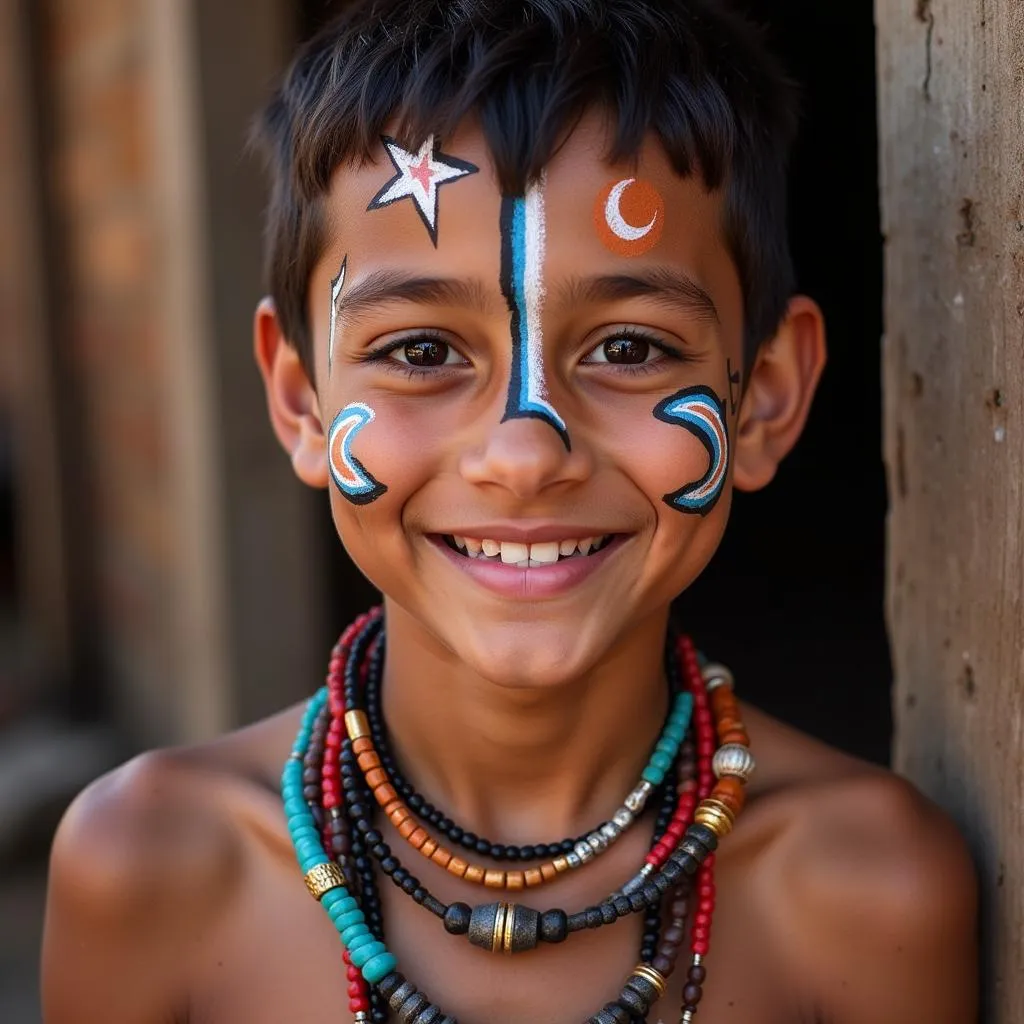 African Boy with Traditional Face Paint