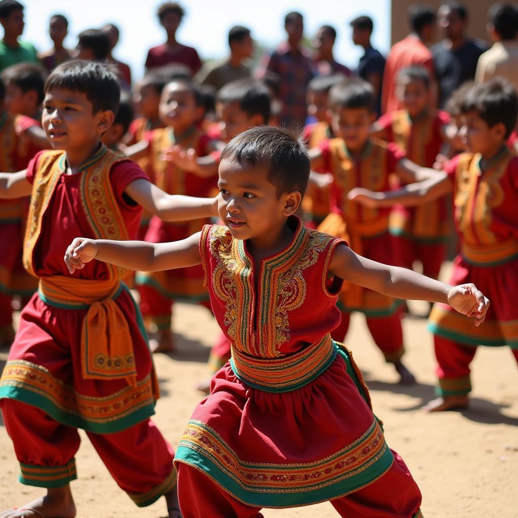 African Boys Performing Traditional Dance