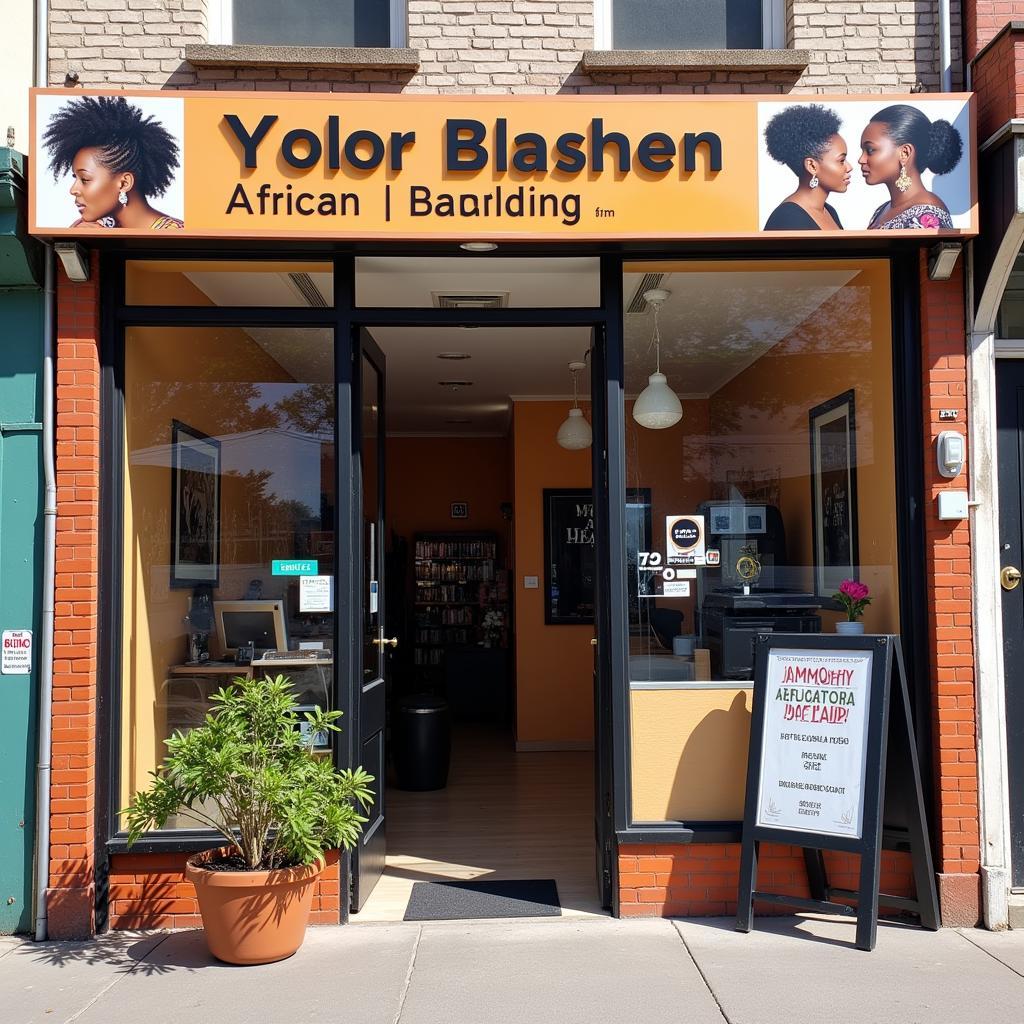 Inviting Exterior of an African Braiding Shop