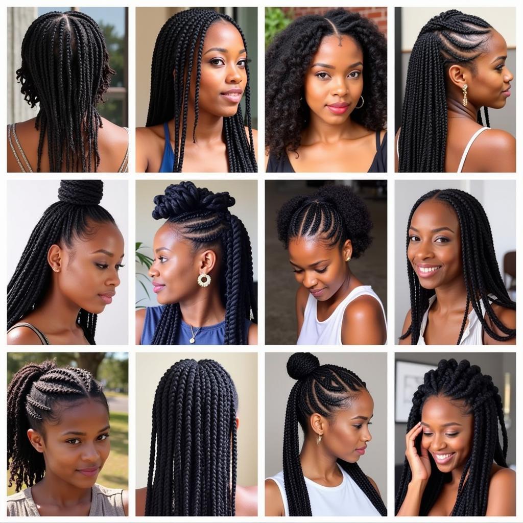 A Collage of African Braiding Styles